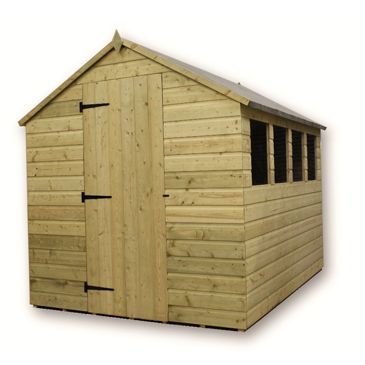 1200 #8A7741 Treated Tongue And Groove Apex Shed With 4 Windows And Single Door image Shed Doors And Windows 41331200