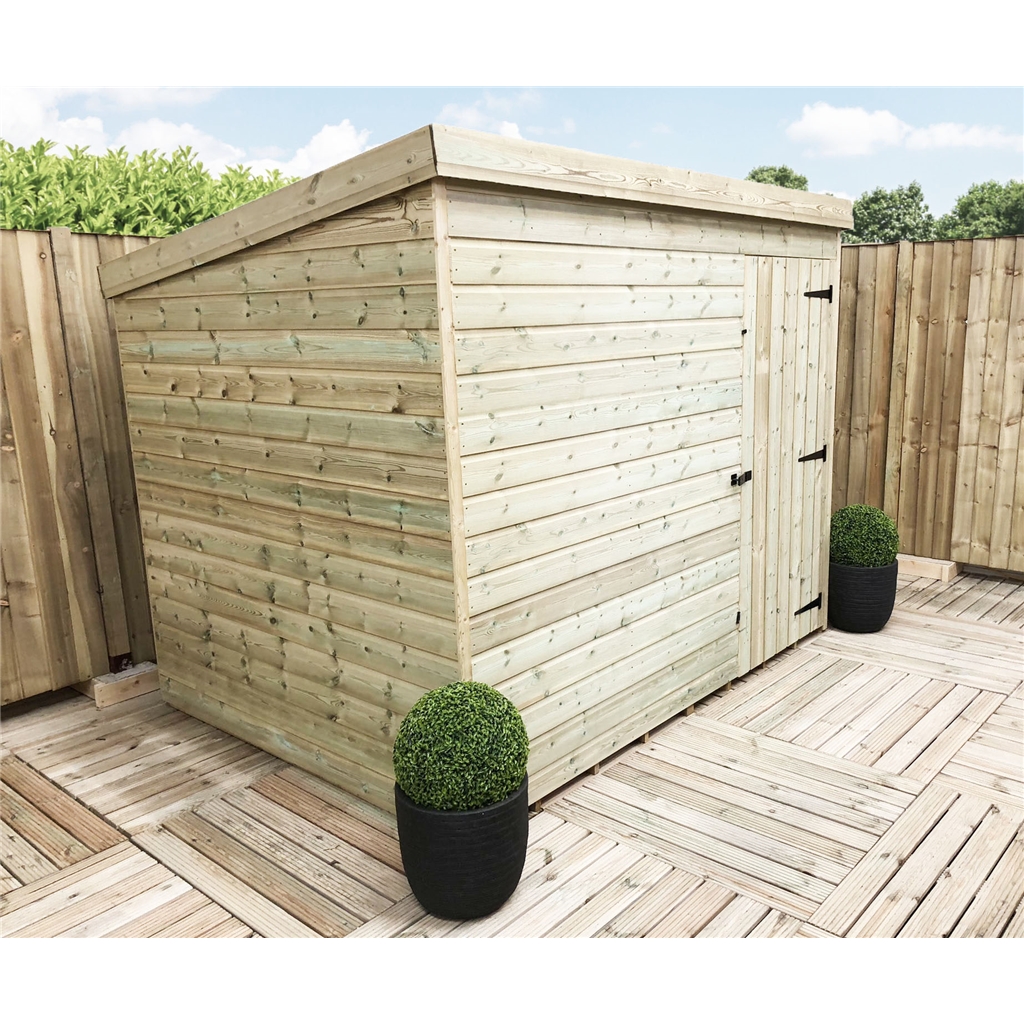 7ft x 5ft Windowless Pressure Treated Tongue and Groove Pent Shed with 