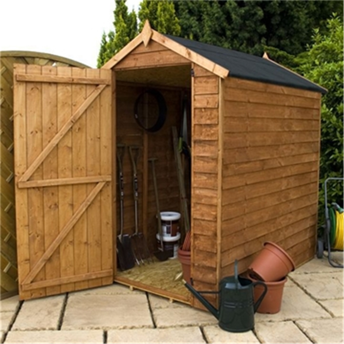 Escape : 6ft x 4ft Windowless Value Overlap Apex Wooden Shed with 