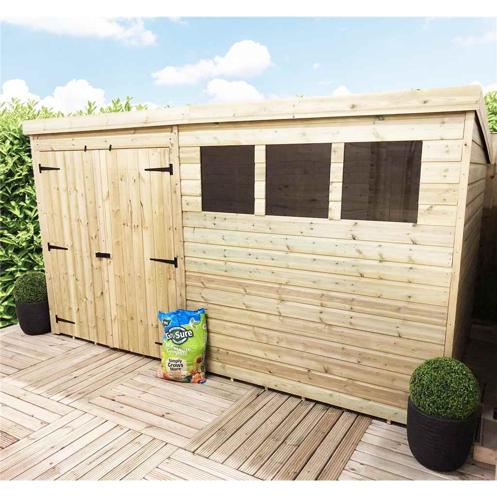 14 x 6 Large Treated Pent Shed