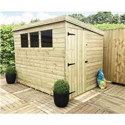 6 X 4 Pressure Treated Tongue And Groove Pent Shed With 3 Windows And Single Door + Safety Toughened Glass