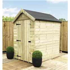 4 x 4 Premier Windowless Pressure Treated Tongue And Groove Apex Shed With Higher Eaves And Ridge Height + Single Door - 12mm Tongue and Groove Walls, Floor and Roof 