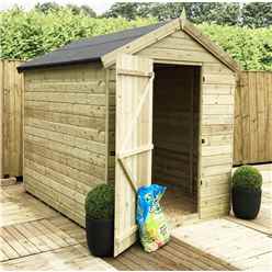 8 x 4 Premier Windowless Pressure Treated Tongue And Groove Apex Shed With Higher Eaves And Ridge Height And Single Door - 12mm Tongue and Groove Walls, Floor and Roof