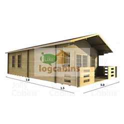 5.0m x 7.0m Log Cabin (2097) - Double Glazing (44mm Wall Thickness)