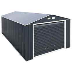 OOS - BACK JULY/AUGUST 2022 - 12 x 26 Value Metal Garage - Anthracite Grey (3.72m x 7.85m)
