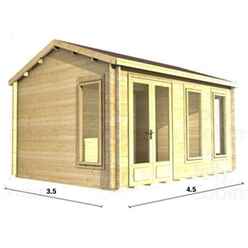 4.5m x 3.5m Log Cabin (2076) - Double Glazing (70mm Wall Thickness)