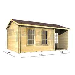 5m x 3m Log Cabin (2090) - Double Glazing (44mm Wall Thickness)
