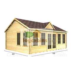 5.5m x 4.0m Log Cabin (4997) - Double Glazing (70mm Wall Thickness)