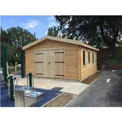 4m x 5m Garage Log Cabin - Double Glazing (70mm Wall Thickness)