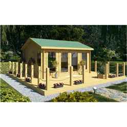4.5m x 3.5m Log Cabin (2075) - Double Glazing (70mm Wall Thickness)