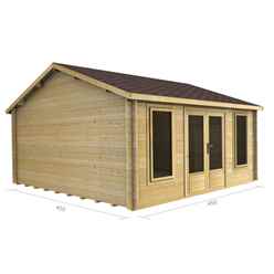 4.5m x 4.5m Log Cabin (2077) -  Double Glazing (70mm Wall Thickness)