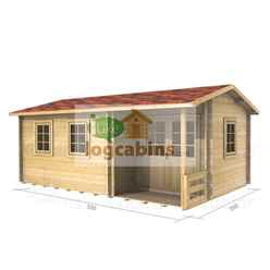 5.5m x 3.5m (18ft X 12ft) Log Cabin (2114) - Double Glazing (44mm Wall Thickness)