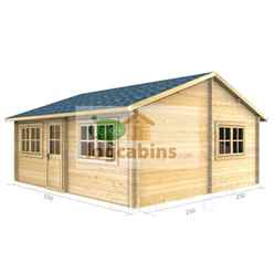 5.5m x 5.0m Log Cabin (2111) - Double Glazing (44mm Wall Thickness)