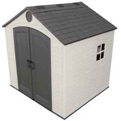 OOS - AWAITING RETURN TO STOCK DATE - 8 x 7.5 Life Plus Plastic Apex Shed With Plastic Floor + 1 Window (2.43m x 2.28m)