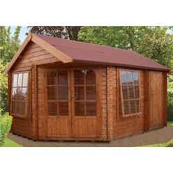 2.96m x 4.34m Log Cabin - 28mm Tongue And Groove Logs