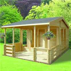 3.89m x 3.69m Apex Log Cabin - 44mm Tongue And Groove Logs