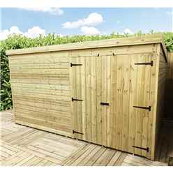 12 X 4 Windowless Pressure Treated Tongue And Groove Pent Shed With Double Doors