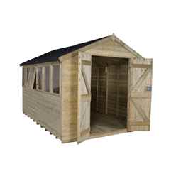 INSTALLED 12ft x 8ft Pressure Treated Tongue And Groove Apex Shed (3.7m x 2.6m) - INCLUDES INSTALLATION