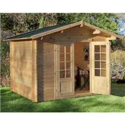 2.2m x 2.2m Log Cabin With Double Doors - 28mm Wall Thickness **Includes Free Shingles**