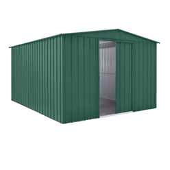 OOS - BACK FEBRUARY 2022 - 10 x 12 Premier EasyFix – Apex – Metal Shed - Heritage Green (3.07m x 3.71m)