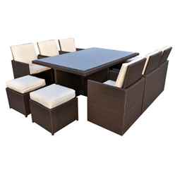 10 Seater Cannes Mocha Brown Cube Set - Free Next Working Day Delivery (Mon-Fri)