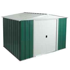 10 x 8 Deluxe Green Metal Apex Shed (3.13m x 2.42m) - Including Floor