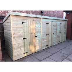 Bespoke 16 x 4 Premier Pressure Treated Tongue And Groove Pent Storage Shed - 3 Separate Units with Internal Walls
