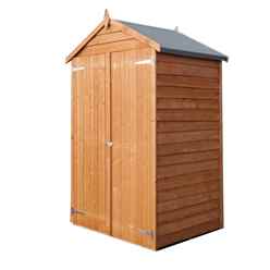 4 x 3 (1.21m x 0.96m) -  PRESSURE TREATED - Overlap Shed - Double Doors - Apex Roof - Windowless