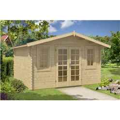 4m x 4m Budget Apex Log Cabin (201) - Double Glazing (40mm Wall Thickness)
