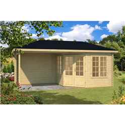 5.8m x 3m Budget Apex Log Cabin + Porch (222) - Double Glazing (40mm Wall Thickness)
