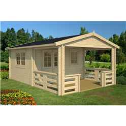4.7m x 3.2m Budget Apex Log Cabin + Overhang (235) - Double Glazing (40mm Wall Thickness)