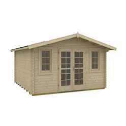 INSTALLED 4.3m x 2.6m Budget Apex Log Cabin (211) - Double Glazing (40mm Wall Thickness)