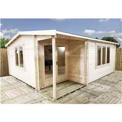 INSTALLED 6m x 5m Premier Home Office Apex Log Cabin (Single Glazing) - Free Floor & Felt (44mm) (Showsite) - INSTALLATION INCLUDED