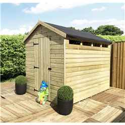 6 x 4 Security Pressure Treated Tongue & Groove Apex Shed + Single Door + Safety Toughened Glass - 12mm Tongue and Groove Walls, Floor and Roof