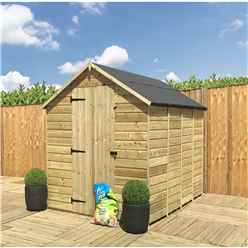 8 X 6  Windowless Pressure Treated Tongue And Groove Single Door Apex Shed (low Eaves)