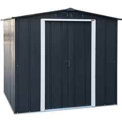 OOS - AWAITING RETURN TO STOCK DATE - 6 x 6 Value Apex Metal Shed - Anthracite Grey (2.02m x 1.82m)