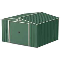 OOS - AWAITING RETURN TO STOCK DATE - 10 x 10 Value Apex Metal Shed - Green (3.22m x 3.02m)	