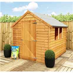 INSTALLED 8 x 6 (2.39m x 1.83m) - Super Value Overlap - Apex Wooden Shed - 2 Windows - Single Door - 8mm Solid OSB Floor - INSTALLATION INCLUDED