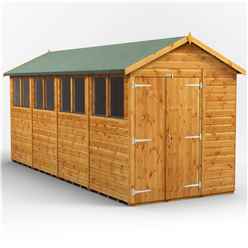 16 x 6 Premium Tongue and Groove Apex Shed - Double Doors - 8 Windows - 12mm Tongue and Groove Floor and Roof