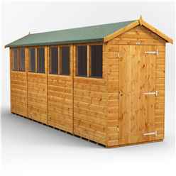 16 x 4 Premium Tongue and Groove Apex Shed - Single Door - 8 Windows - 12mm Tongue and Groove Floor and Roof