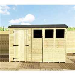 12 X 8  Reverse   Pressure Treated Tongue And Groove Single Door Apex Shed (high Eaves 72) + 3 Windows