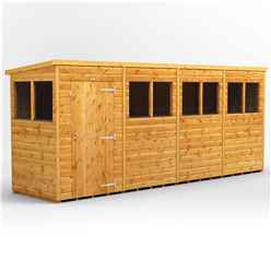 16 x 4 Premium Tongue and Groove Pent Shed - Single Door - 8 Windows - 12mm Tongue and Groove Floor and Roof