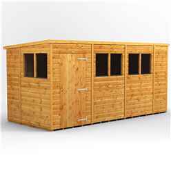 14 x 6 Premium Tongue and Groove Pent Shed - Single Door - 6 Windows - 12mm Tongue and Groove Floor and Roof