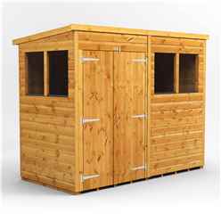 8 x 4 Premium Tongue and Groove Pent Shed - Double Doors - 4 Windows - 12mm Tongue and Groove Floor and Roof