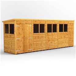 18 x 4 Premium Tongue and Groove Pent Shed - Double Doors - 8 Windows - 12mm Tongue and Groove Floor and Roof