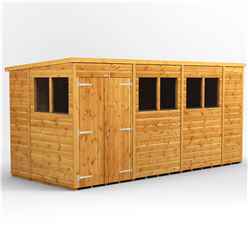 14 x 6 Premium Tongue and Groove Pent Shed - Double Doors - 6 Windows - 12mm Tongue and Groove Floor and Roof