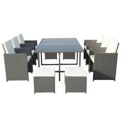 10 Seater Cannes Grey Cube Dining Set - Free Next Working Day Delivery (Mon-Fri)