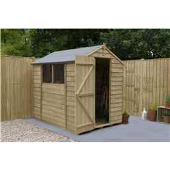 INSTALLED 7ft x 5ft Pressure Treated Overlap Apex Wooden Garden Shed With Single  Door (1.5m x 2.2m) - Modular - INCLUDES INSTALLATION