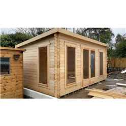 4.7m x 3.2m Log Cabin - Double Glazing (40mm Wall Thickness) - 3 Single Windows - Double Doors + Internal Wall and Single Door - *Flash Reduction - Fast Delivery
