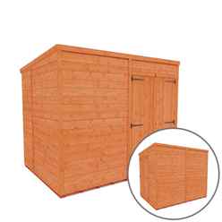 8 x 6 Windowless Tongue and Groove PENT Shed + Double Doors (12mm T&G Floor and Roof)
